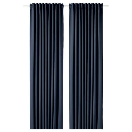 Гардины, блокирующие свет, 2 шт., темно-синий 145x300 см IKEA MAJGULL МАЙГУЛЛ 503.486.30