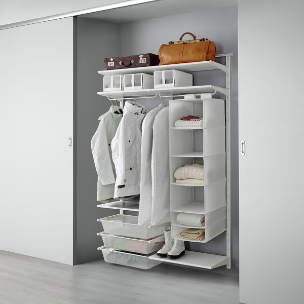 Настенная шина, полки/штанга, белый 132x41x199 см IKEA АЛЬГОТ 392.761.73 - фото 1