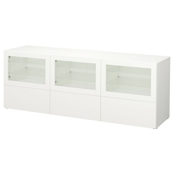Тумба под ТВ, с дверцами и ящиками, 180x40x64 см, Lappviken, Sindvik белый прозрачное стекло IKEA BESTÅ БЕСТО 191.943.00 - фото 2