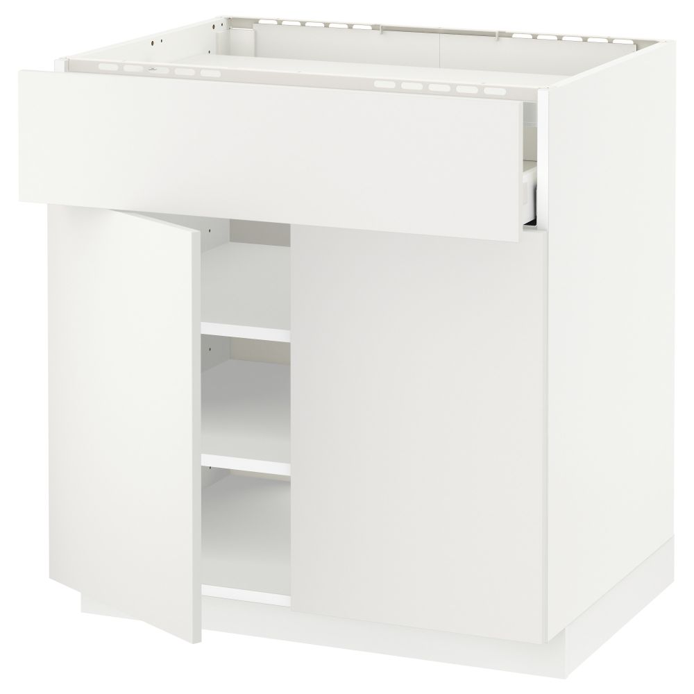Напольный шкаф для варочной панели, ящик, полка, 2 дверцы МЕТОД / МАКСИМЕРА, белый, Хэггеби белый - схема-чертеж с размерами