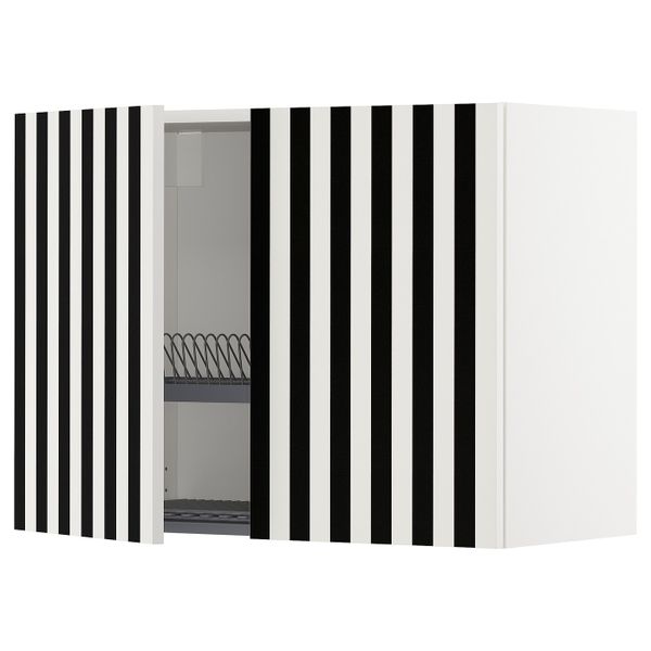 Навесной шкаф с посудной сушилкой, 2 дверец, белый, Иттербин с печатным рисунком 80x60 см IKEA МЕТОД 992.871.02 - схема-чертеж с размерами