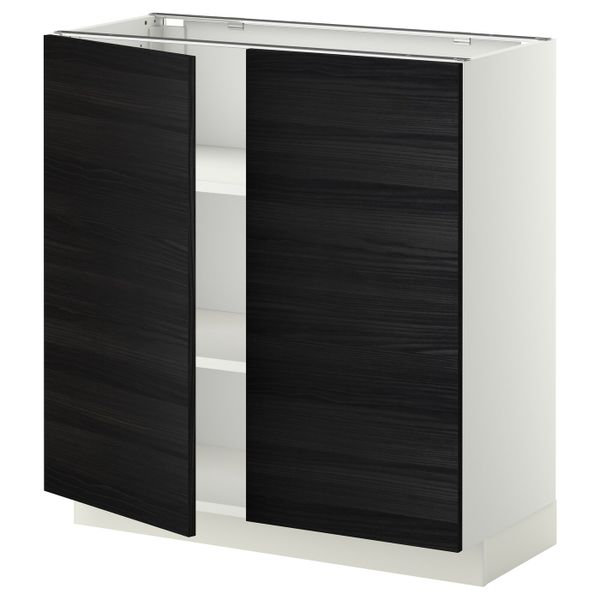 Напольный шкаф с полками/2двери, белый, Тингсрид черный 80x37 см IKEA МЕТОД 092.248.16 - схема-чертеж с размерами