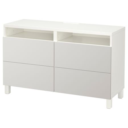 Тумба для ТВ с ящиками БЕСТО, белый, Лаппвикен светло-серый (120x40x74 см)