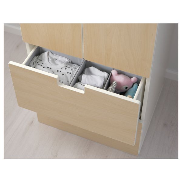 Комбинация для хранения с дверцами, ящиками СТУВА, белый, береза (60x50x192 см) - фото 2