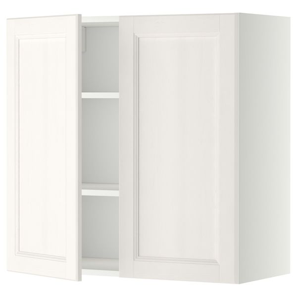 Навесной шкаф с полками, 2 дверцы МЕТОД, белый, Лаксарби белый - схема-чертеж с размерами