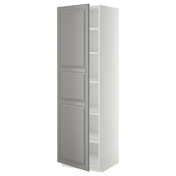 Высокий шкаф с полками, белый/Будбин серый 60x60x200 см IKEA METOD МЕТОД 994.736.70 - фото 1