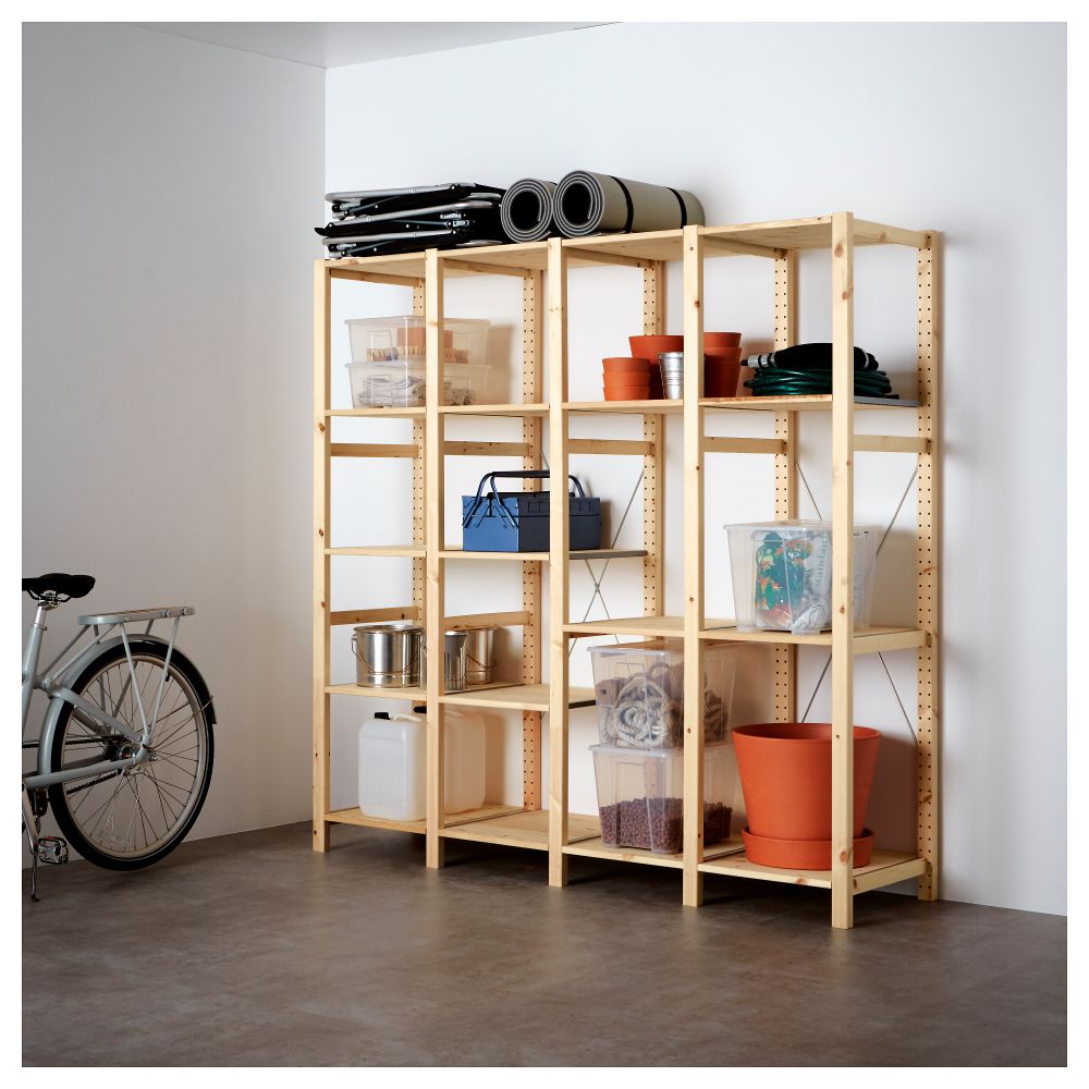 4 секции, полки ИВАР, сосна (179x50x179 см) - фото 1