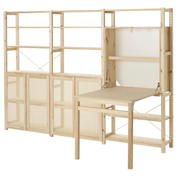 3 секции для хранения + складной столик, сосна 259x30x179 см IKEA IVAR ИВАР 293.958.12 - фото 1