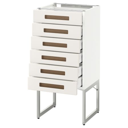 Напольный шкаф 6 фронтальных панелей, 6 нижних ящиков МЕТОД / МАКСИМЕРА, белый, Мэрста белый