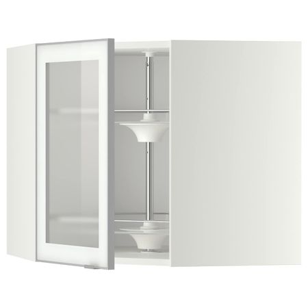 Угловой навесной шкаф с вращающейся секция, стеклянная дв, белый/Ютис матовое стекло 68x60 см IKEA METOD МЕТОД 492.384.11