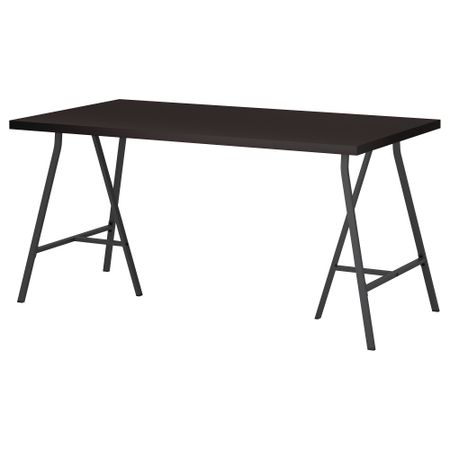 Стол ЛИННМОН / ЛЕРБЕРГ, черно-коричневый, серый (150x75 см)
