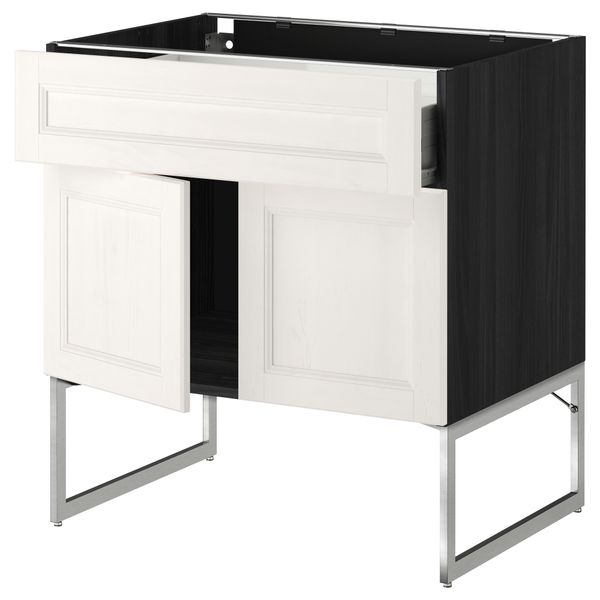 Напольный шкаф, полки, ящик, 2 двери МЕТОД / ФОРВАРА, черный, Лаксарби белый - схема-чертеж с размерами