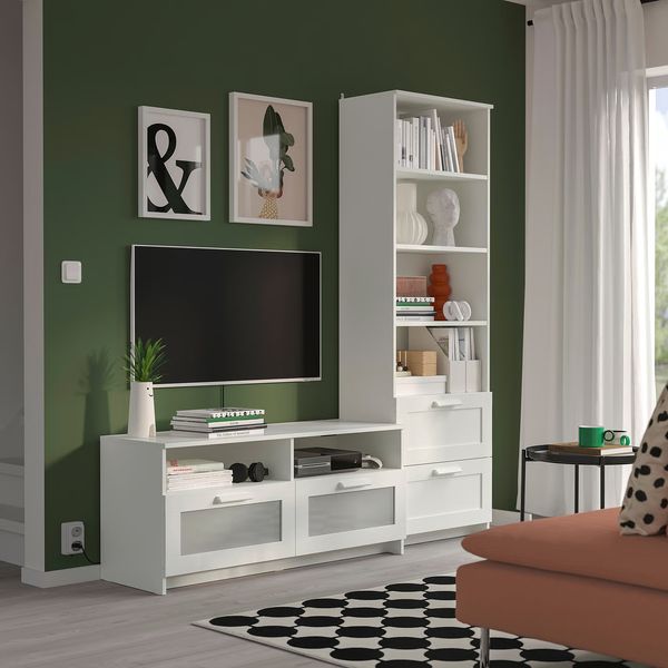 BRIMNES Шкаф для ТВ, комбинация - белый 180x41x190 см - фото 2