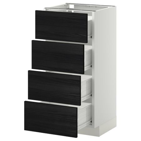 Напольный шкаф 4 фронтальных панели, 4 ящика МЕТОД / ФОРВАРА, белый, Тингсрид черный