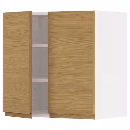 METOD Навесной шкаф с полками/2дверцы - белый/Voxtorp под дуб 60x60 см
