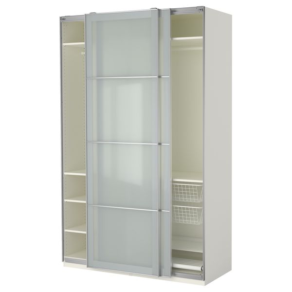 Гардероб ПАКС, белый, Сэккен матовое стекло - фото 1
