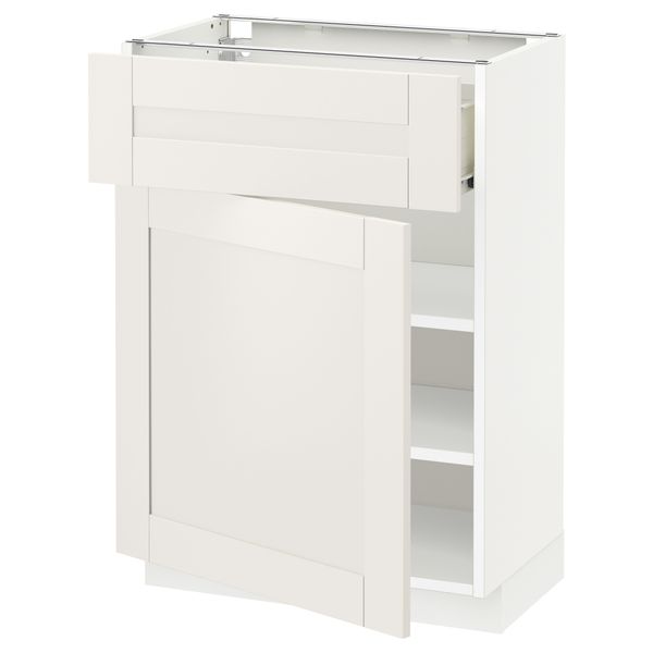 Напольный шкаф с ящиком, дверью МЕТОД / ФОРВАРА, белый, Сэведаль белый - схема-чертеж с размерами