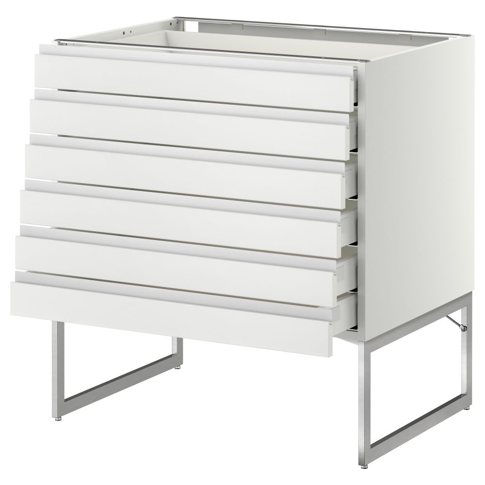 Напольный шкаф 6 фронтальных панелей, 6 нижних ящиков МЕТОД / МАКСИМЕРА, белый, Нодста белый - схема-чертеж с размерами