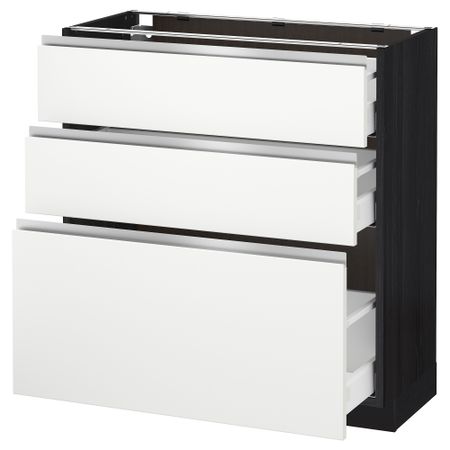 Напольный шкаф с 3 ящиками МЕТОД / МАКСИМЕРА, черный, Нодста белый