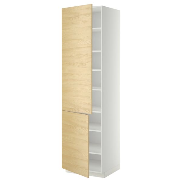 Высокий шкаф с полками, 2 дверцы МЕТОД, белый, Тингсрид береза - схема-чертеж с размерами