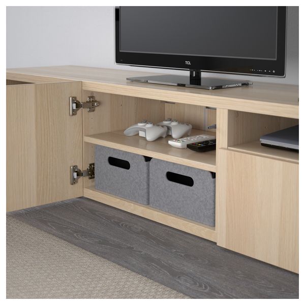 Тумба под ТВ БЕСТО, Лаппвикен под беленый дуб (180x40x38 см) - фото 3