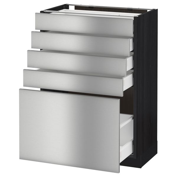 Напольный шкаф с 5 ящиками МЕТОД / МАКСИМЕРА, черный, Гревста нержавеющ сталь - схема-чертеж с размерами