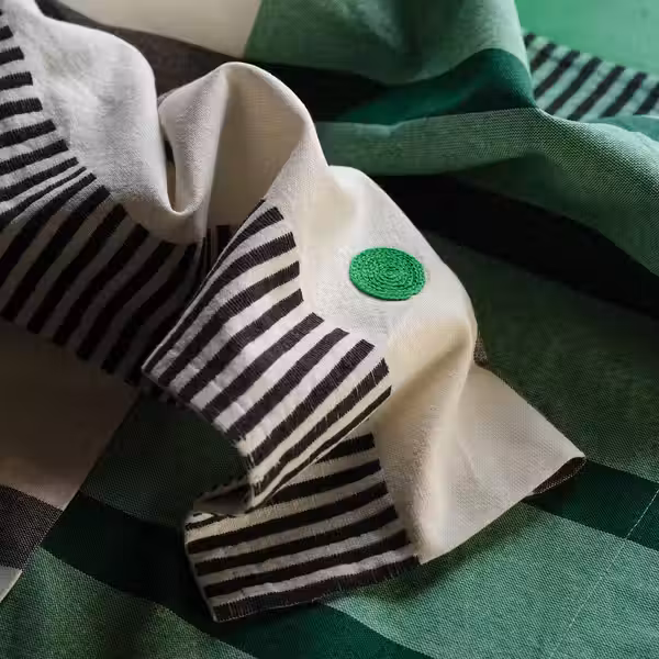 MÄVINN МЭВИНН Гардины, 2 шт. - черный/белый/полоска зеленый 110x300 см - фото 2