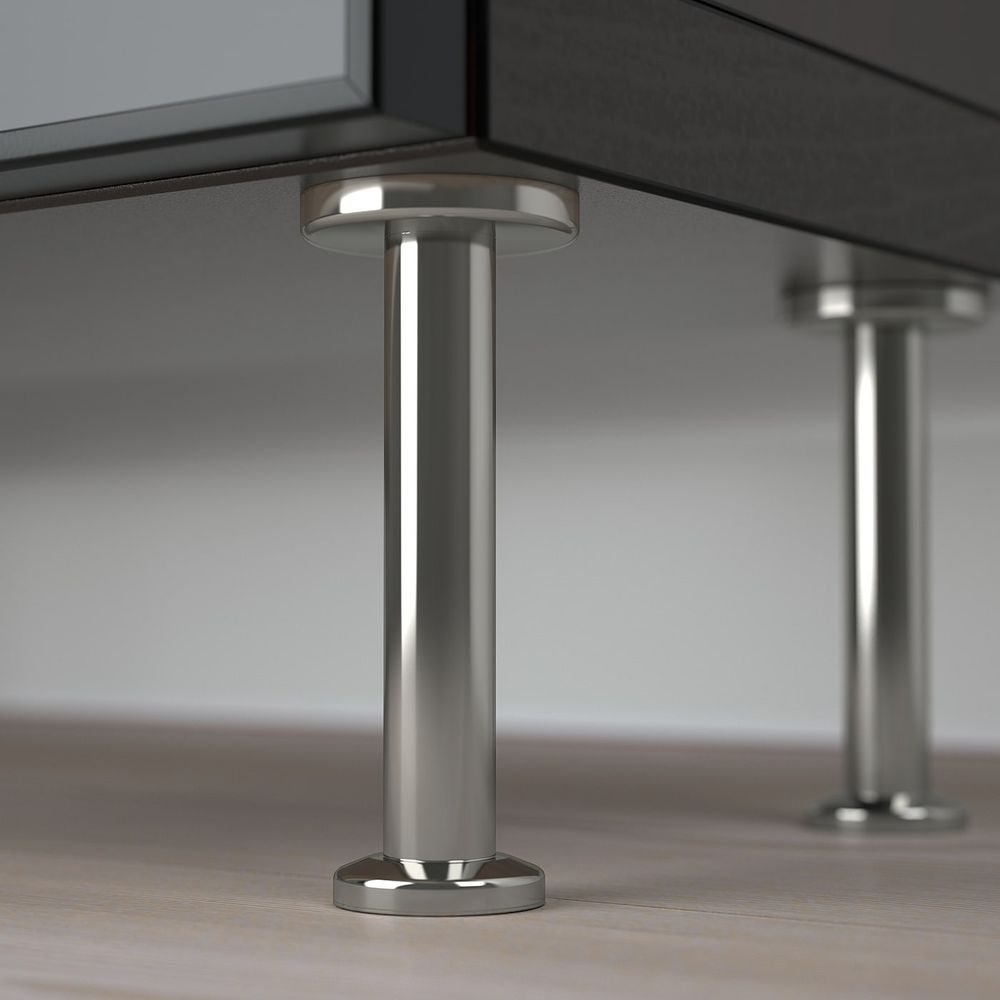 Комбинация для хранения + стеклянная дверц, черно-коричневый/глассвик/сталларп черный-прозрачное стекло 60x22x202 см IKEA BESTÅ - фото 1