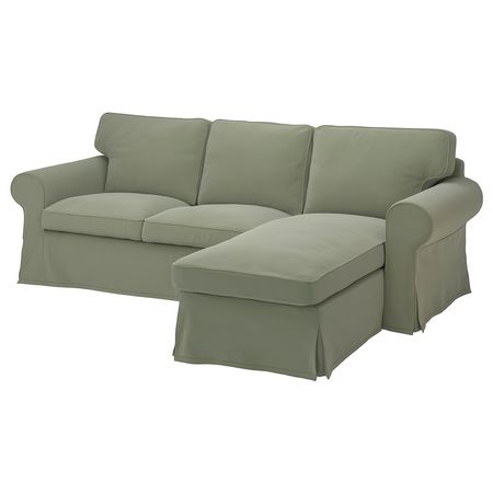 EKTORP 3-местный диван с козеткой - Hakebo серо-зеленый