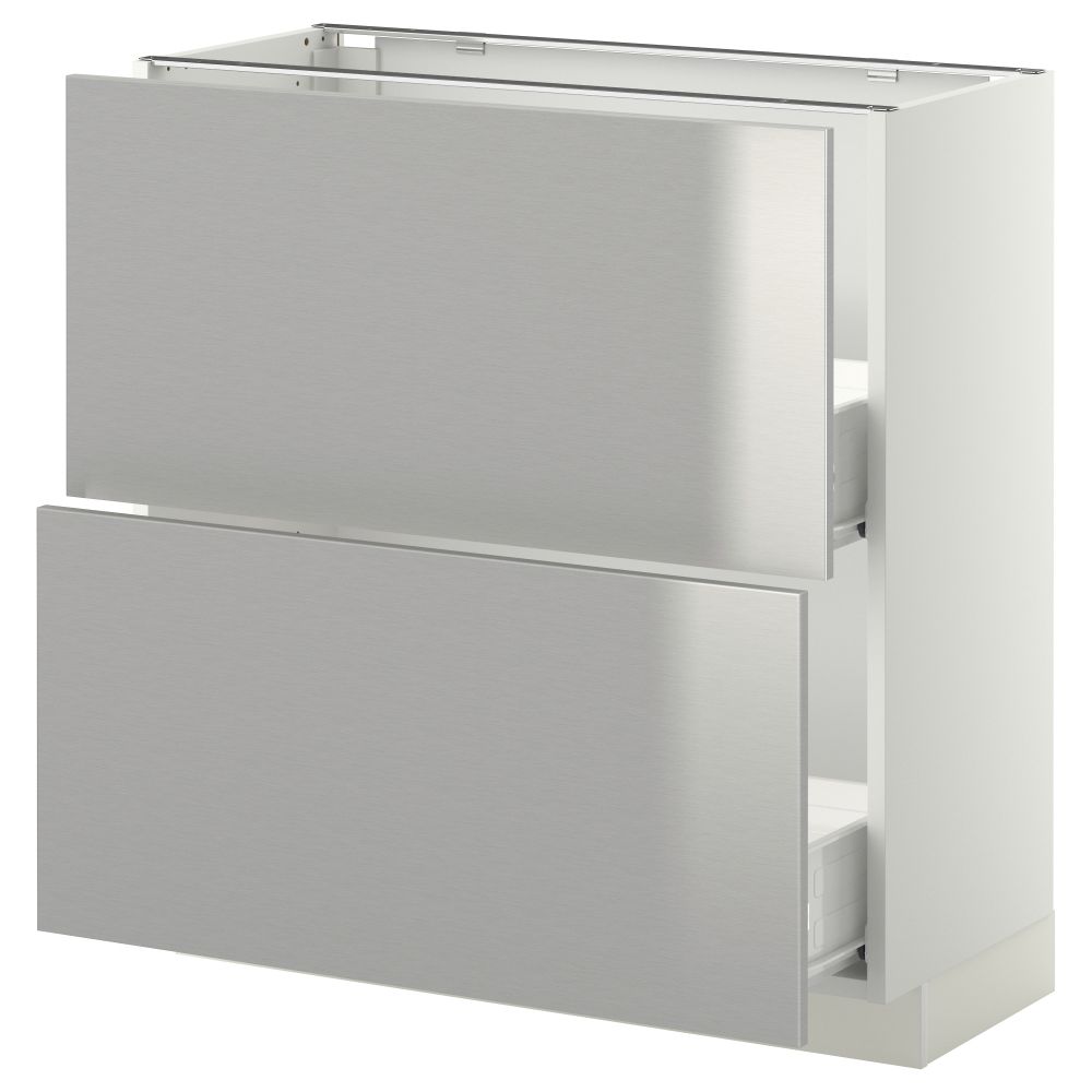 Напольный шкаф с 2 ящиками МЕТОД / ФОРВАРА, белый, Гревста нержавеющ сталь - схема-чертеж с размерами