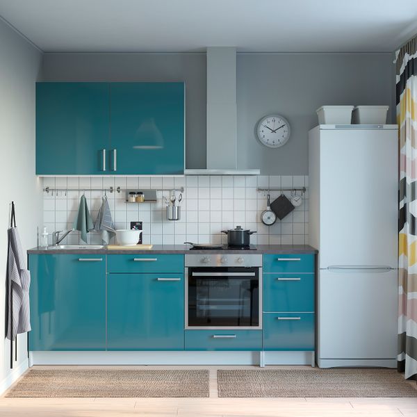 Кухня, глянцевый/синяя бирюза 220x61x220 см IKEA KNOXHULT КНОКСХУЛЬТ 594.244.22 - фото 2