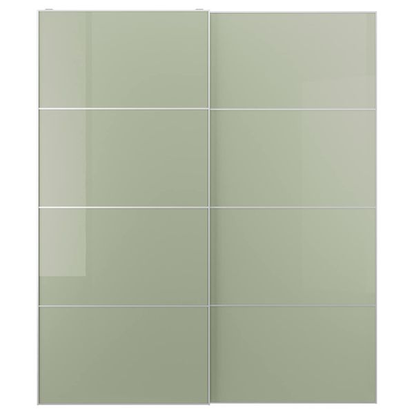 Пара раздвижных дверей, глянцевый светло-зеленый 200x236 см IKEA HOKKSUND ХОККСУНД 593.323.14 - фото 1