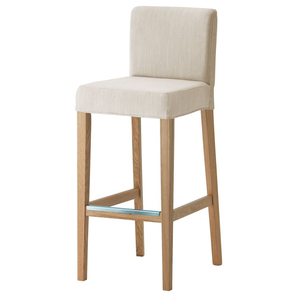 Стул барный ХЕНРИКСДАЛЬ, дуб, Нольхага светло-бежевый (74 см) - схема-чертеж с размерами