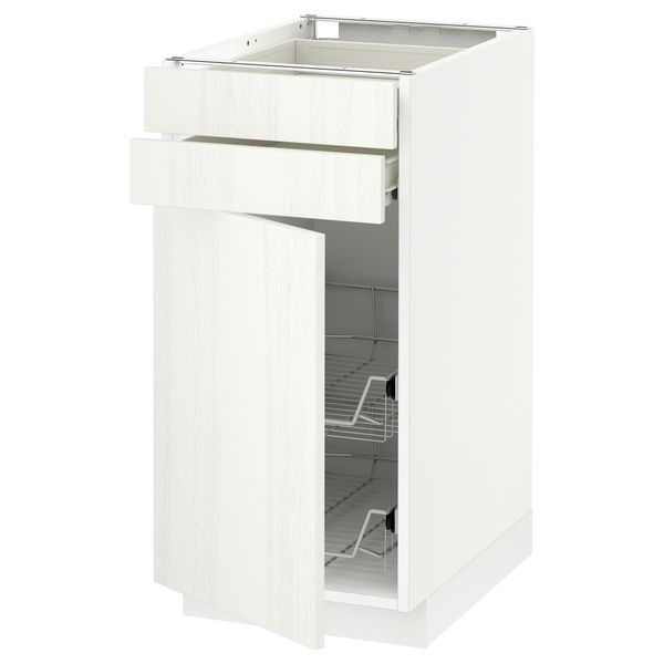 Напольный шкаф, дверца, 2 ящика, проволочных корзин МЕТОД / ФОРВАРА, белый, Росдаль белый - схема-чертеж с размерами