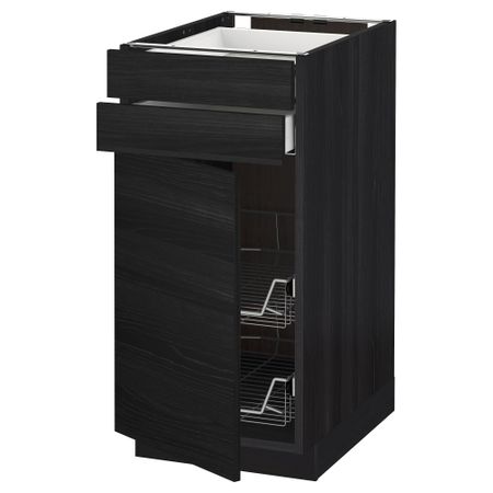 Напольный шкаф, дверца, 2 ящика, проволочных корзин МЕТОД / МАКСИМЕРА, черный, Тингсрид черный