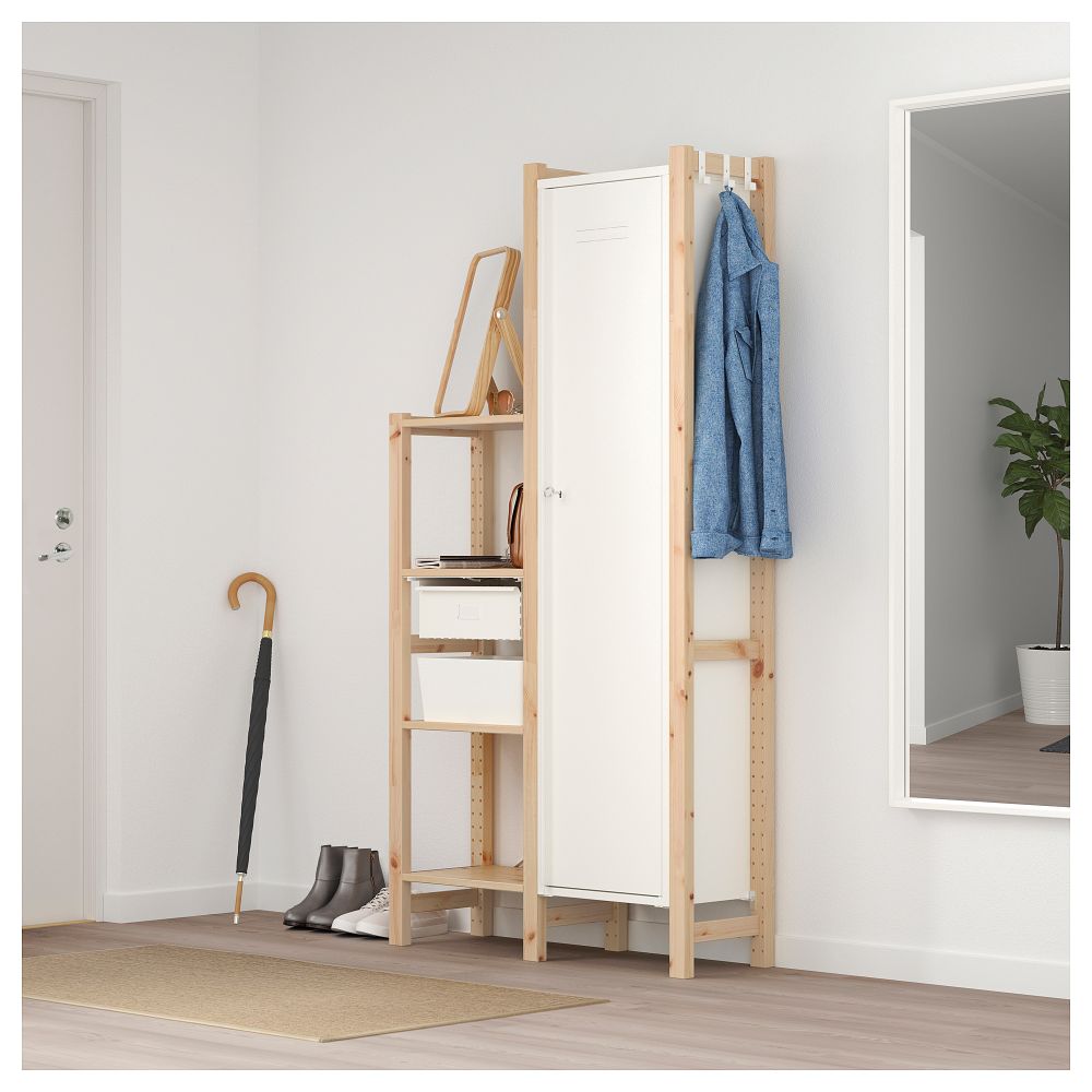 2 секции, полки/шкаф ИВАР, сосна, белый (92x30x179 см) - фото 1