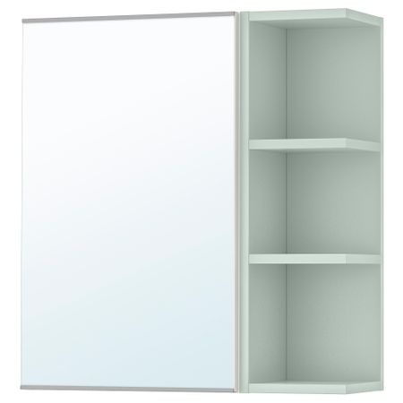 Шкафчик зеркальный с 1 дверцей, 1 торцевой секция ЛИЛЛОНГЕН, белый, бледно-зеленый (59x21x64 см)