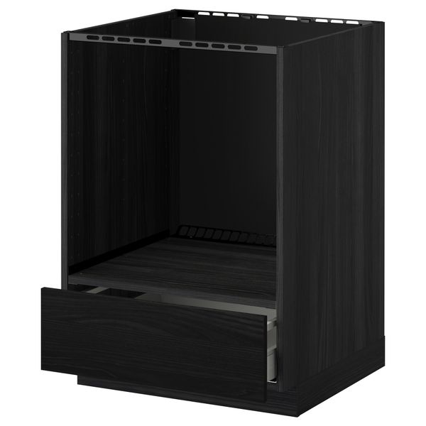 Напольный шкаф для духовки, с ящиком МЕТОД / МАКСИМЕРА, черный, Тингсрид черный (60x60 см) - схема-чертеж с размерами