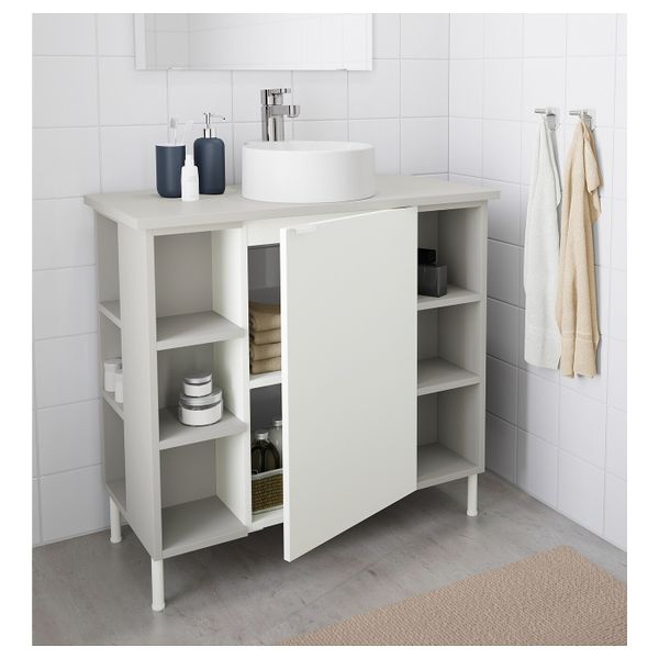 Шкаф под раковину с 1 дверцы, 4 открытыми полк, белый, серый ЭНСЕН смеситель 82x40x87 см IKEA ЛИЛЛОНГЕН/ВИСКАН / ГУТВИКЕН - схема-чертеж с размерами