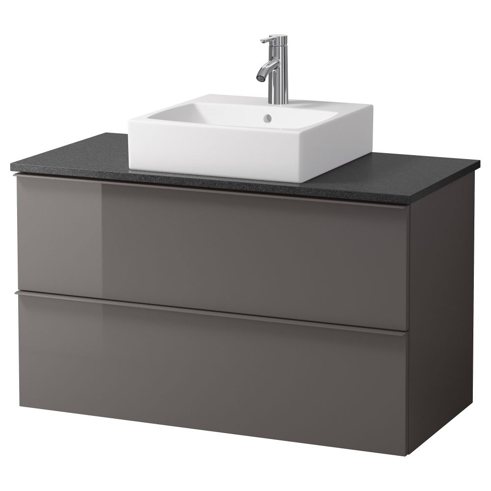 Шк п-раковину/столешн45x45/раковина  , глянцевый серый, черный (102x49x72 см) - схема-чертеж с размерами