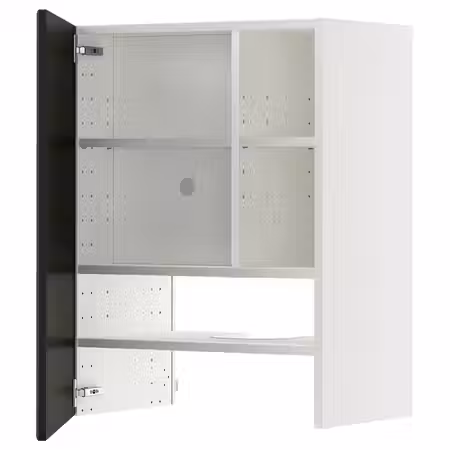METOD Навесной шкаф д/вытяжки/полка/дверь - белый/Bodbyn чёрный 60x80 см