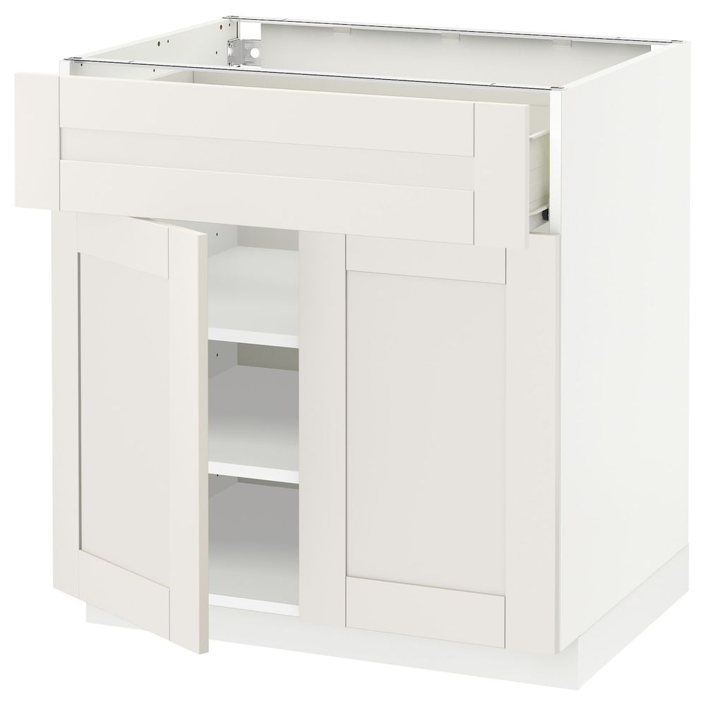 Напольный шкаф + ящик/2дверцы, белый/Сэведаль белый 80x60 см IKEA МЕТОД / ФОРВАРА 992.655.67 - схема-чертеж с размерами