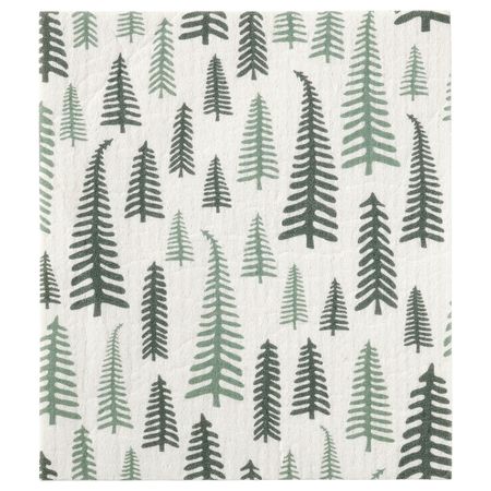 Салфетка кухонная, орнамент «дерево» белый, зеленый IKEA VINTER 2021 ВИНТЕР 2021 204.983.29