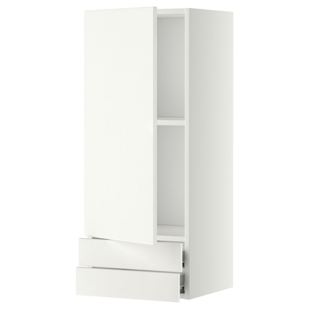 Навесной шкаф с дверцей, 2 ящика МЕТОД / ФОРВАРА, белый, Хэггеби белый - фото 1