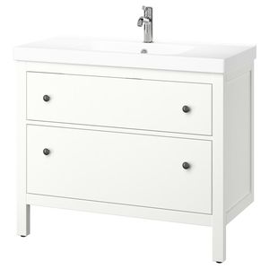 HEMNES / ORRSJÖN Шкаф с ящиками и раковиной - белый 102x49x89 см