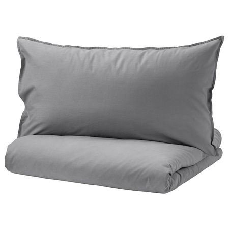 Пододеяльник и наволочка, серый 150x200/50x70 см IKEA ÄNGSLILJA ЭНГСЛИЛЬЯ 903.186.69