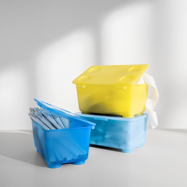 Контейнер с крышкой, желтый/синий 17x10 см IKEA GLIS ГЛИС 604.661.52 - схема-чертеж с размерами