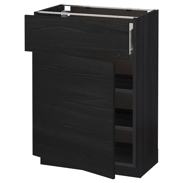 Напольный шкаф с ящиком, дверью МЕТОД / ФОРВАРА, черный, Тингсрид черный - схема-чертеж с размерами