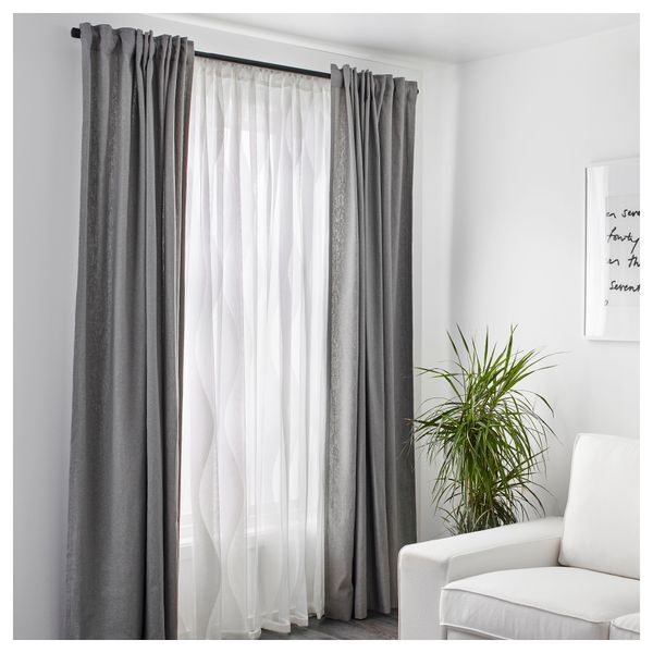 Гардины, 2 шт. МУРРУТА, белый (145x300 см) - схема-чертеж с размерами