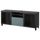 Тумба для ТВ с ящиками БЕСТО, черно-коричневый, Вальвикен серо-бирюзовый, прозрачное стекло (180x40x74 см)